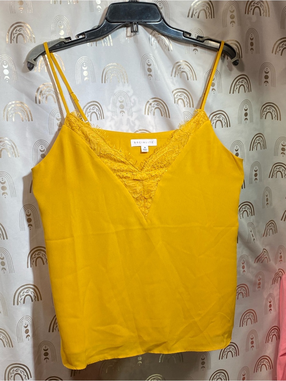 Socialite Mustard Lace-Trim Camisole